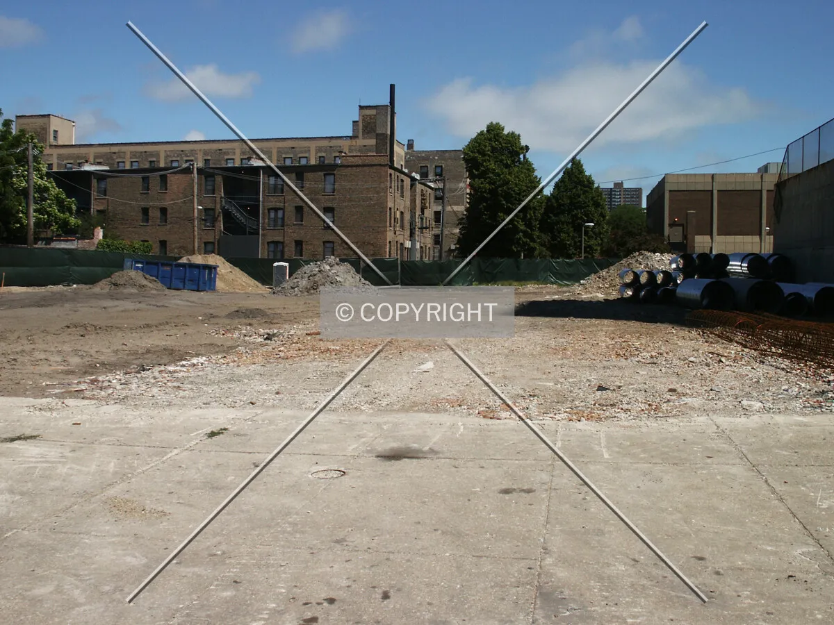 View from the south with the foundation cranes temporarily removed