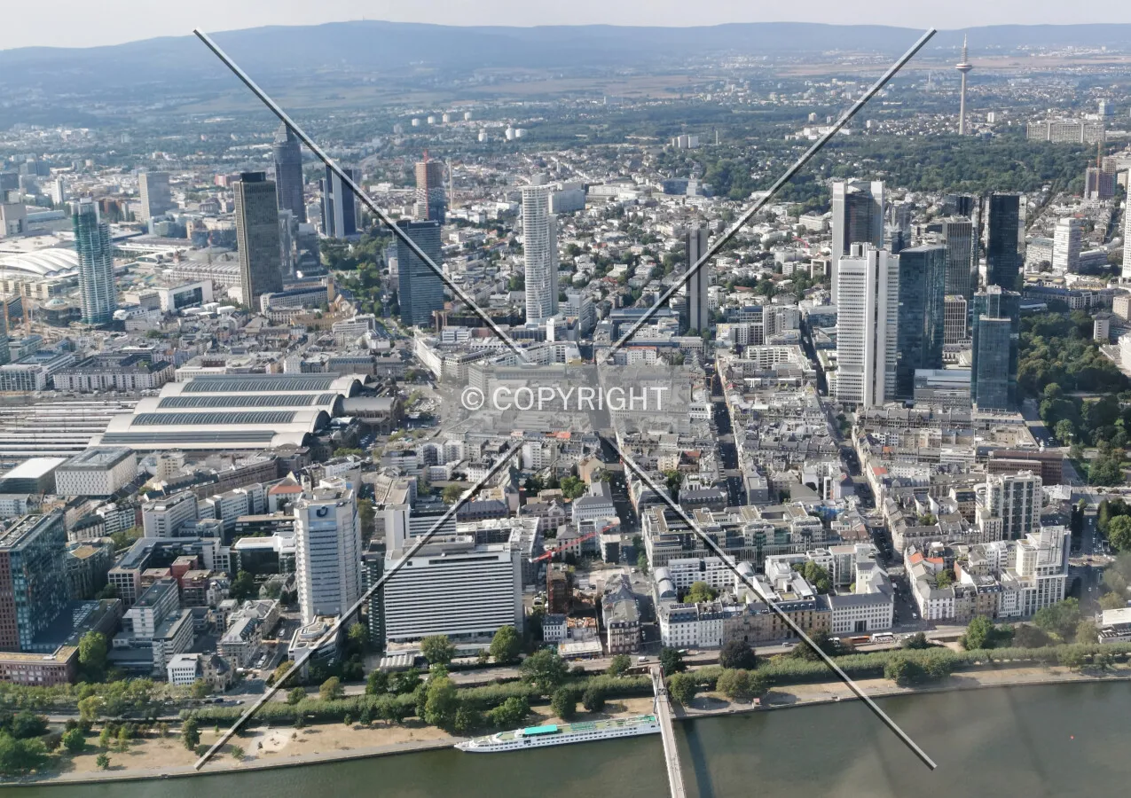 Flight with a helicopter over Frankfurt