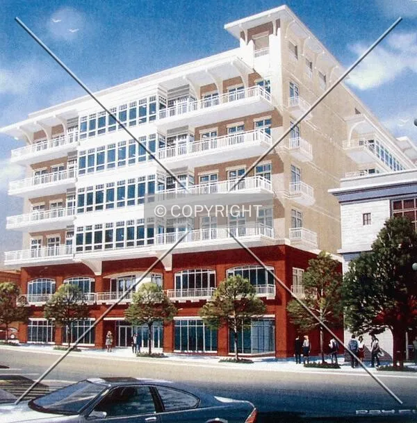 Photo of the rendering at the construction site showing the southern facade off Battery Park Avenue
