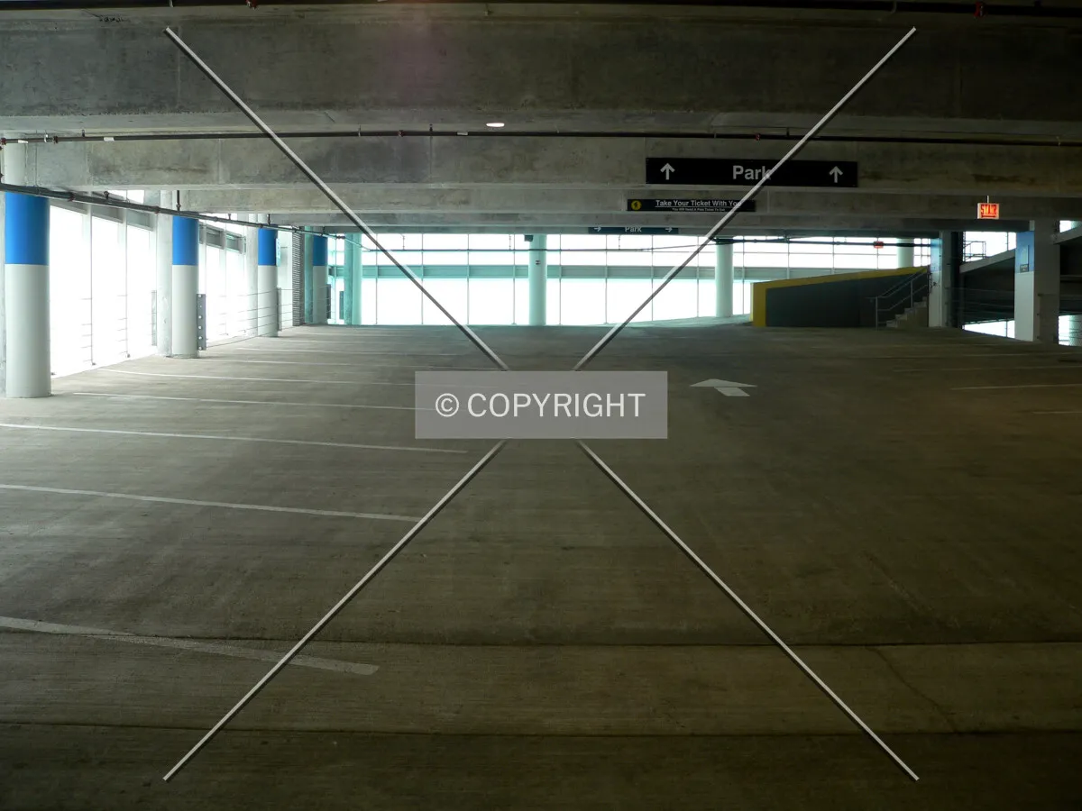 Looking up the ramp in the parking structure