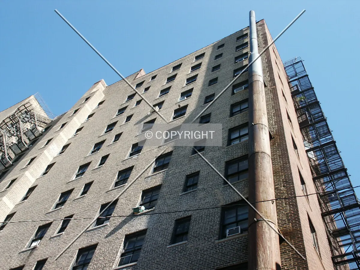 Looking up the southeast corner