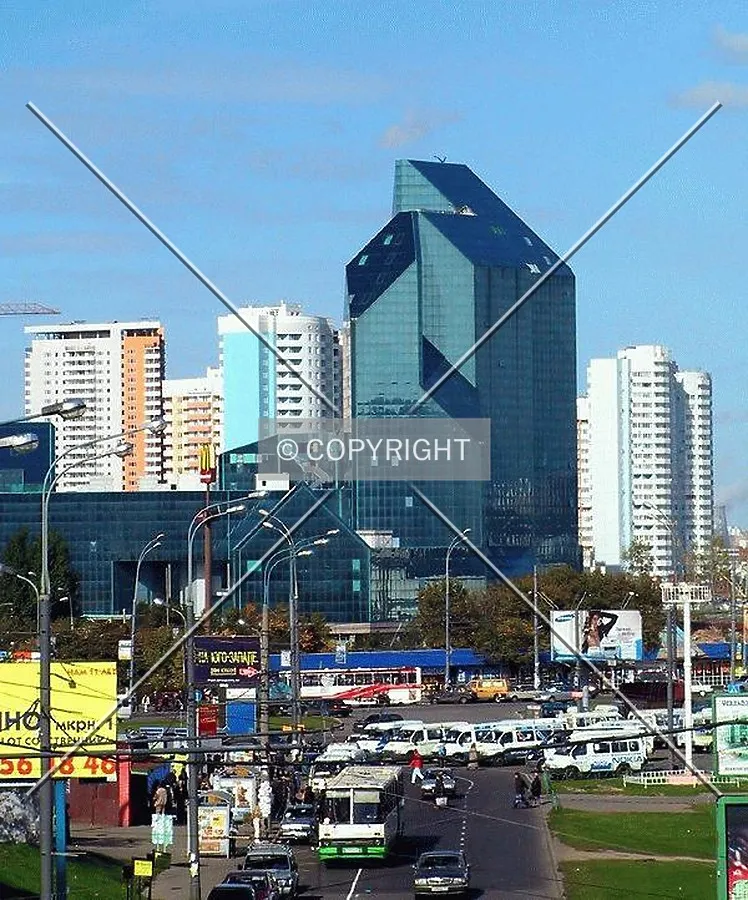 Distant view with residential buildings behind
