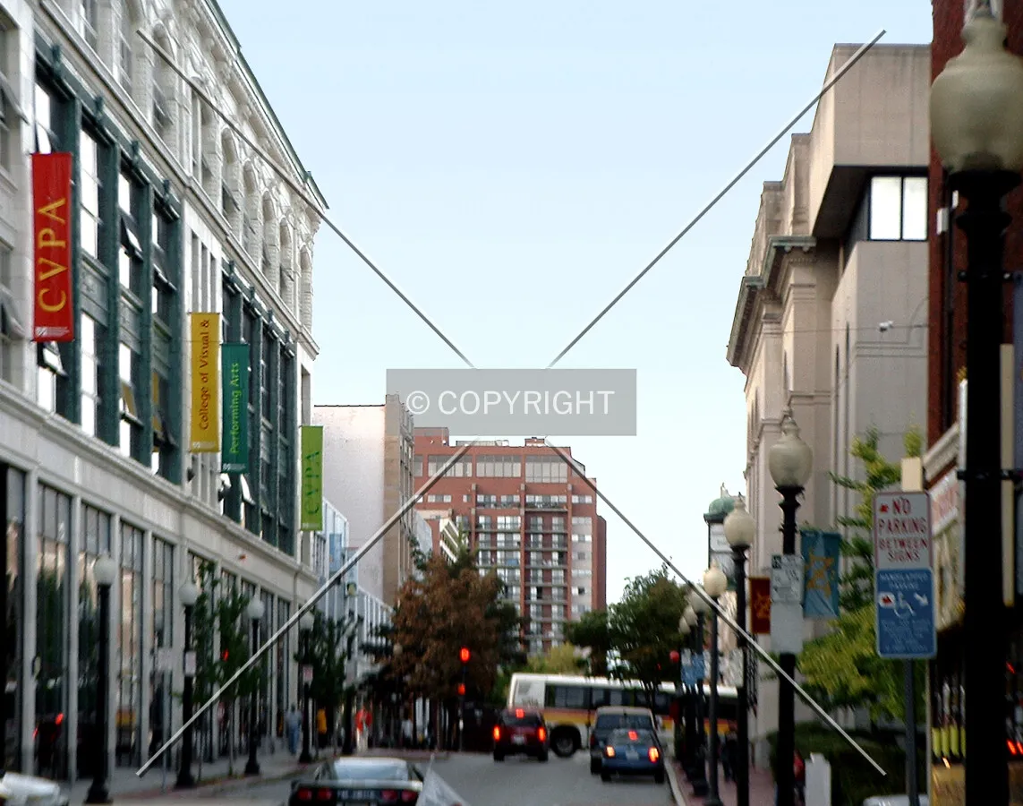 View from the southeast along Purchase Street