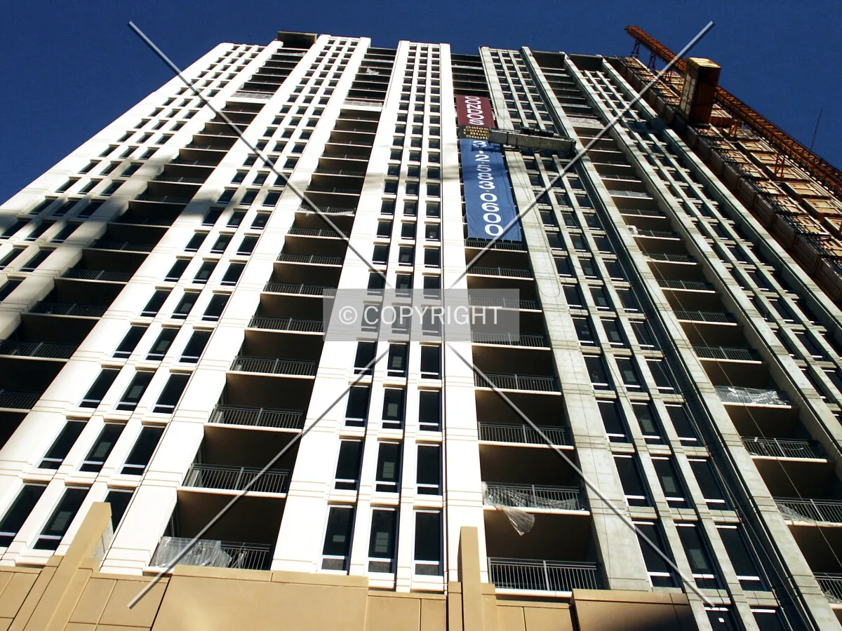 Looking up the south facade