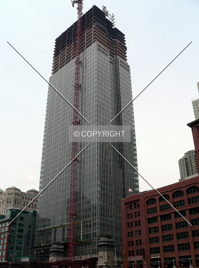 View from the south riverwalk near Clark Street