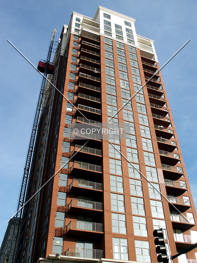 Looking up the west facade