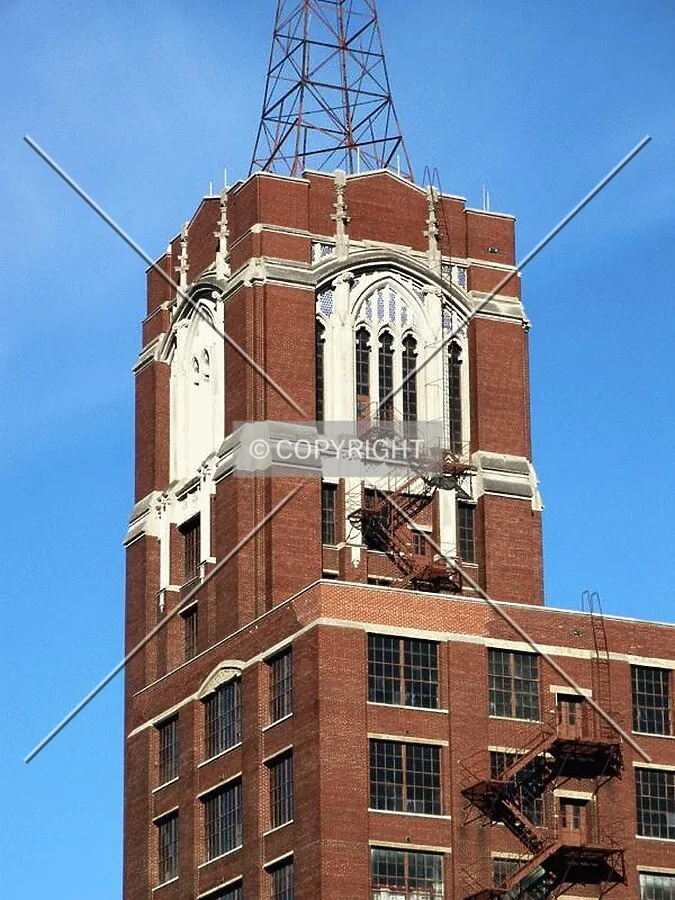 Top of the tower from the southwest on a clear winter afternoon