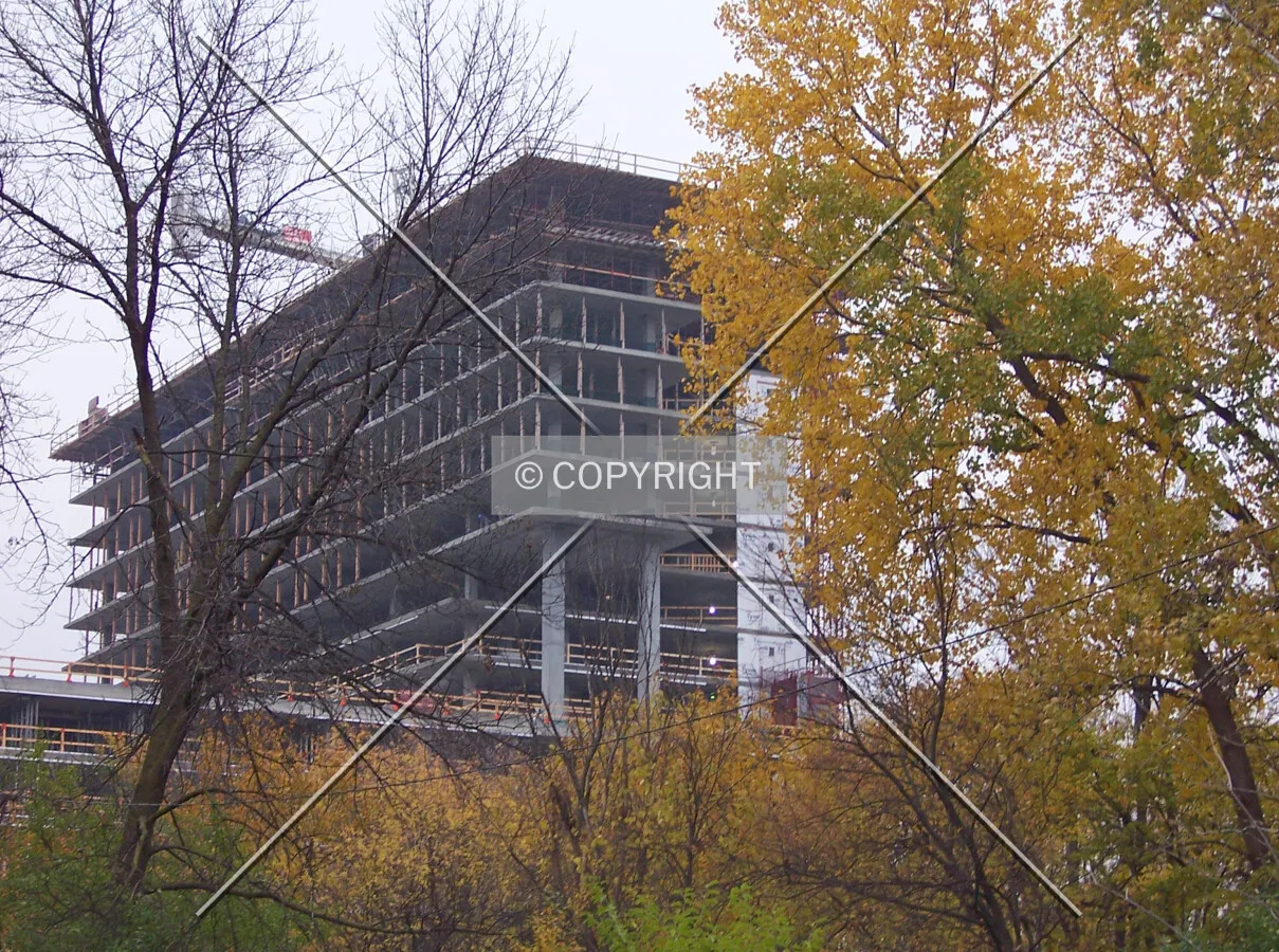 View of the Oak Tower from the southwest along Woods Drive