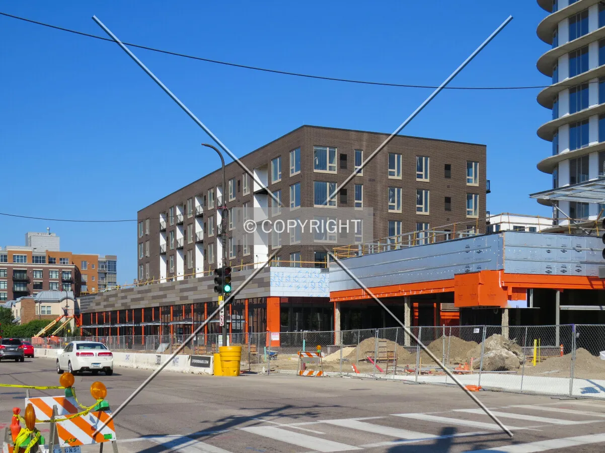 View to the west across 1st Avenue NE