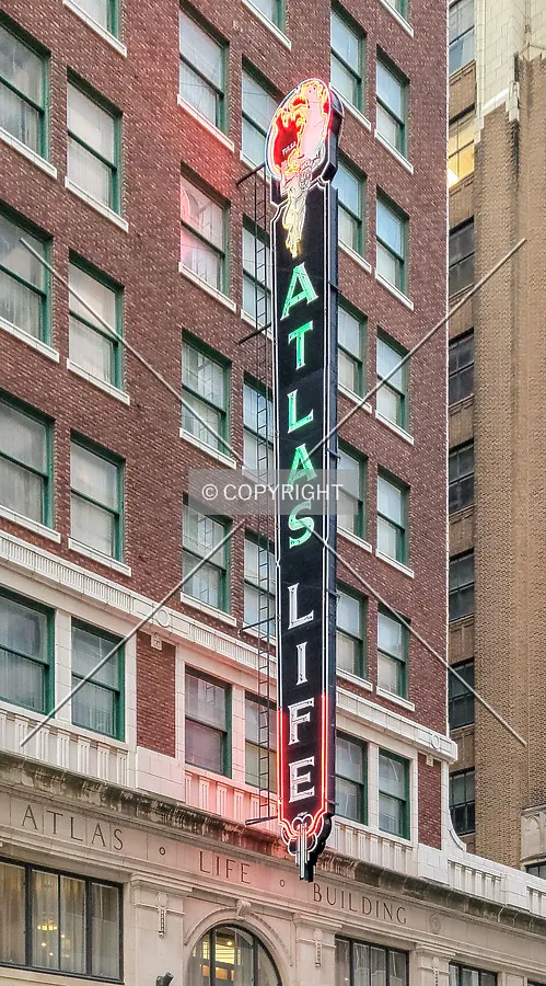 Evening view of the signage; April 2, 2021