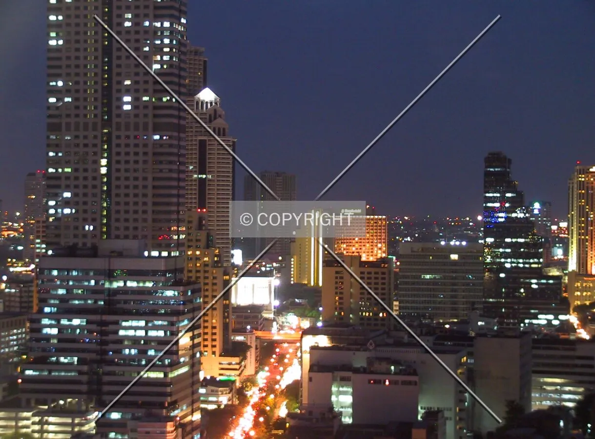Night view down Silom Road