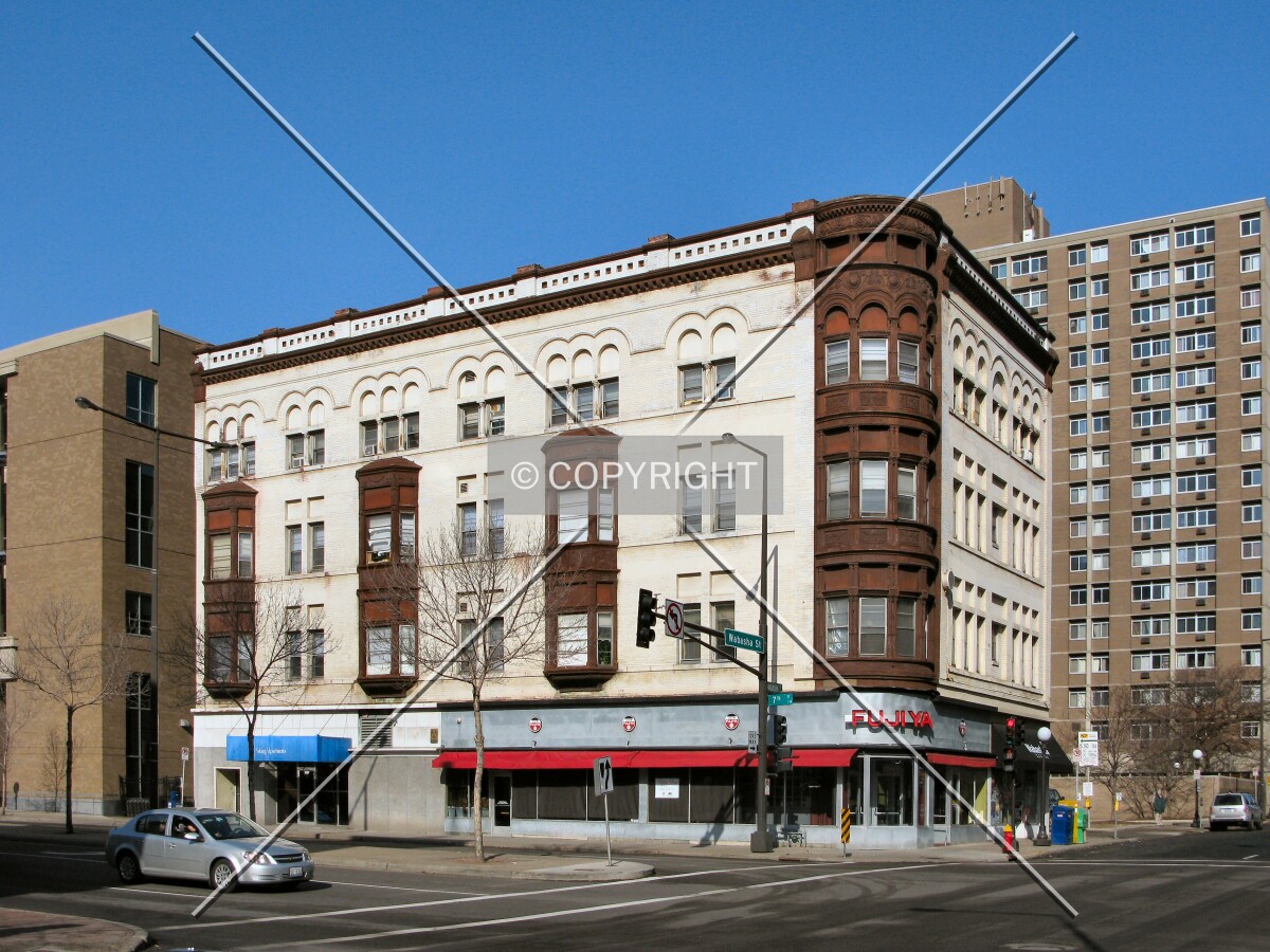 View to the northwest across Wabasha Street/7th Street