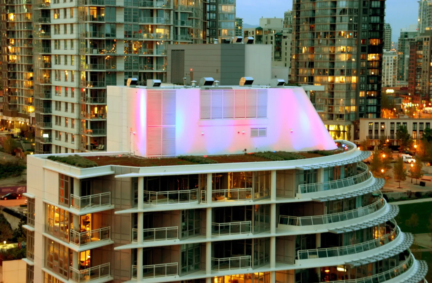 Roof of the building at night