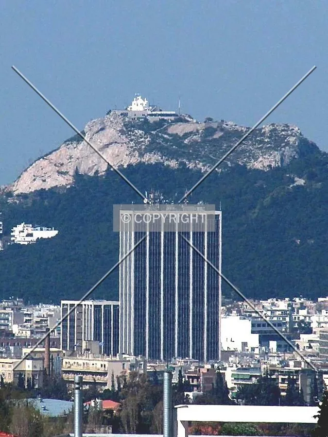 Athens Tower and Lycabettus hill as seen from the northeastern suburbs of Athens