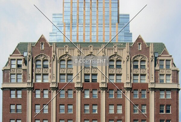 Top floors from the south, LaSalle Plaza rising behind