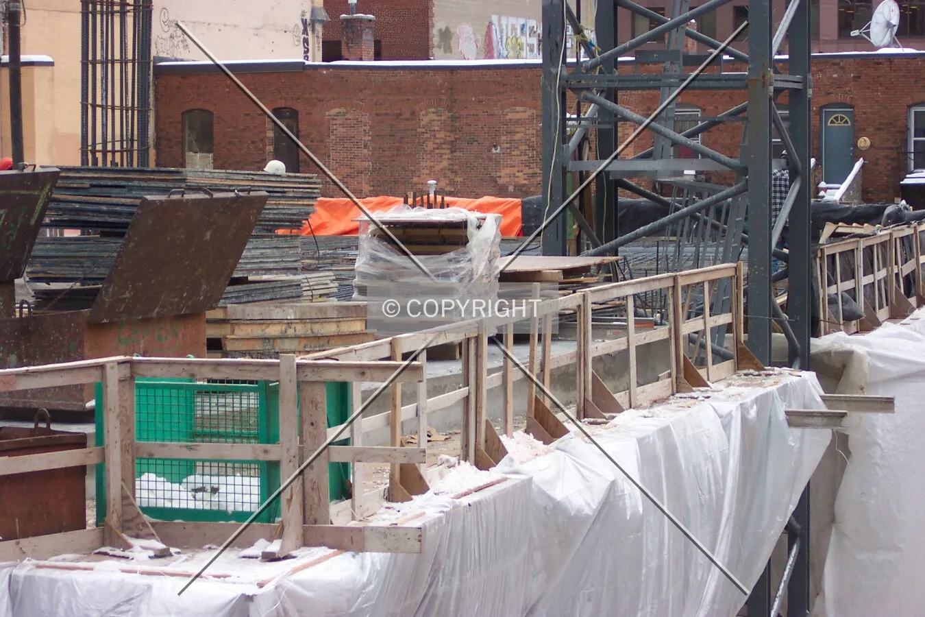 The base of the crane, at the centre of the site