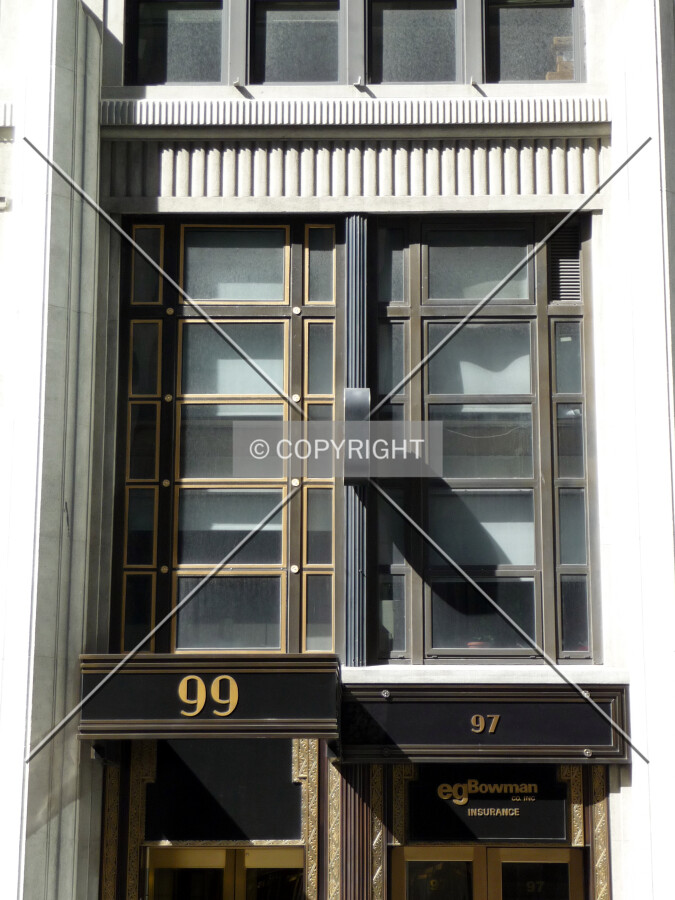 Entrance signage and transom windows