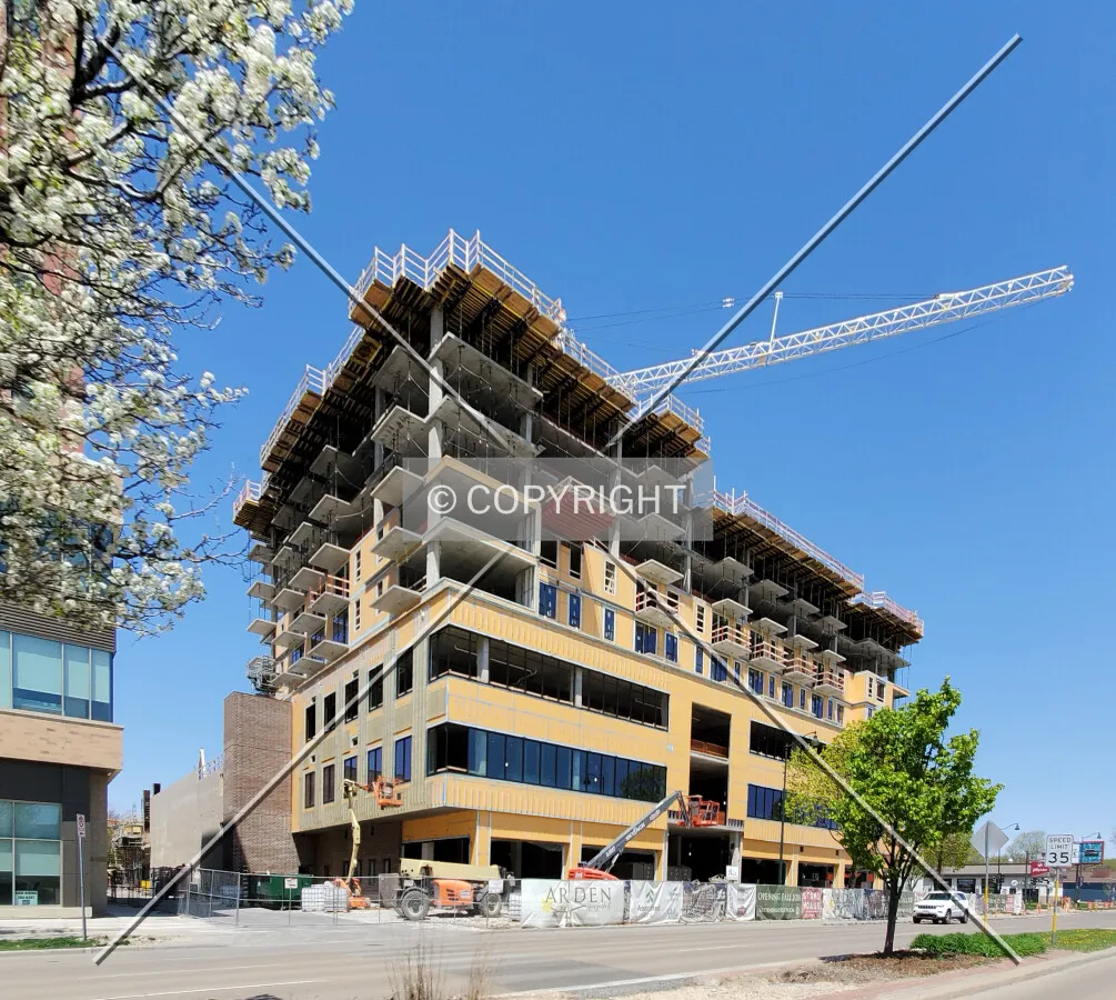 Southwest view during construction; May 9, 2020
