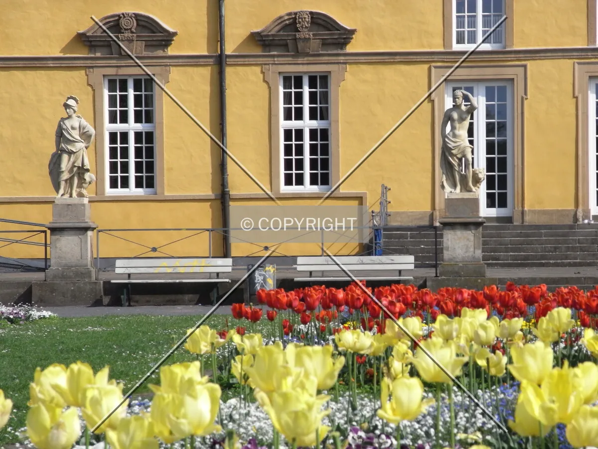 Garden view with statues