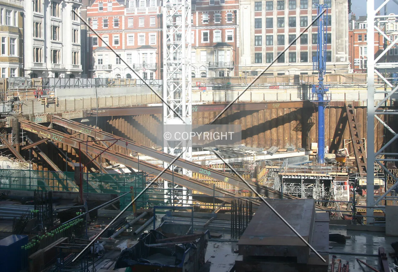 View east into the pit from Portland Place
