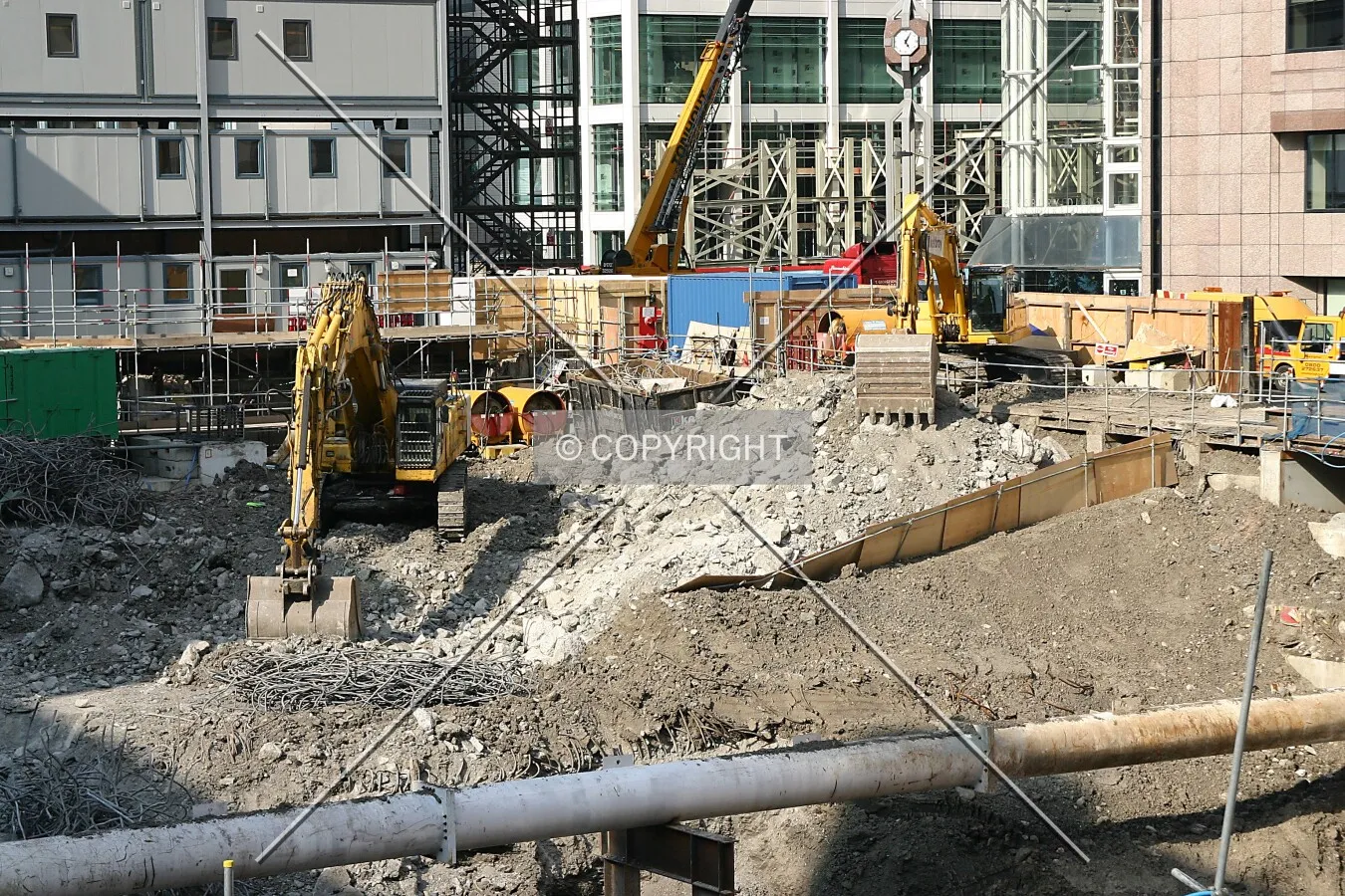 Elevated view across the site from the CityPoint walkway
