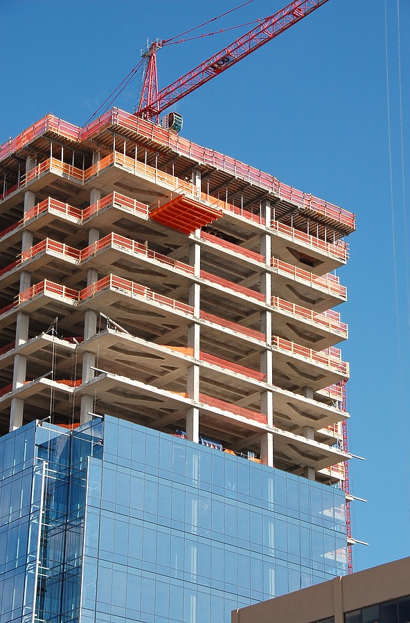 Looking east at the upper floors