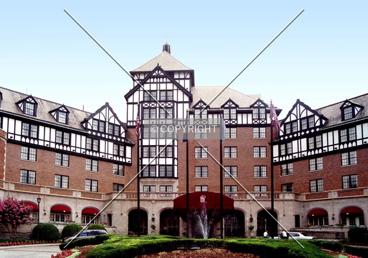 View from the southwest of the main entrance area