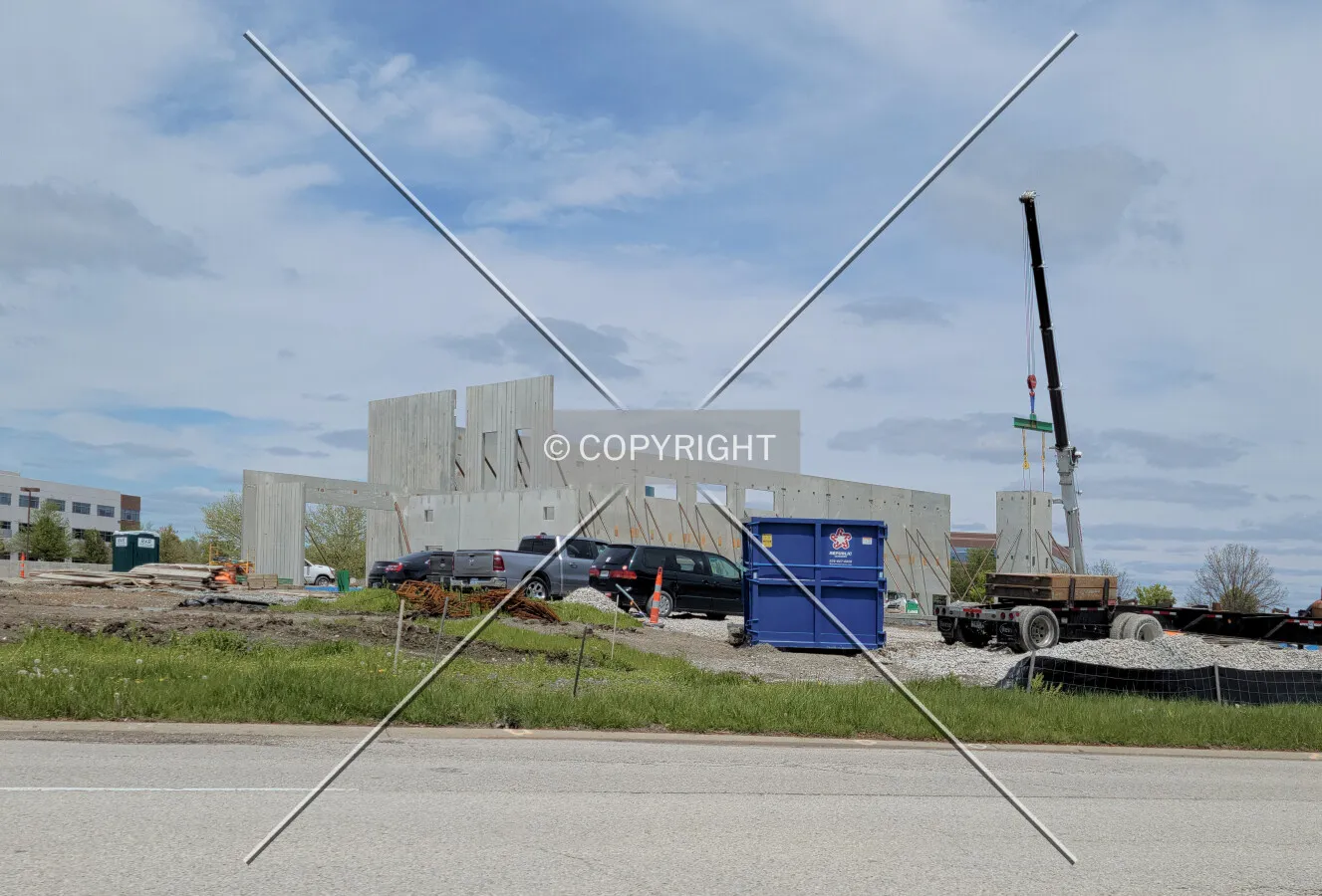 From the east during construction