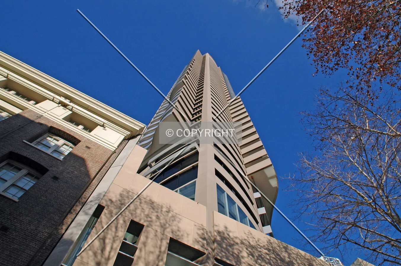 Looking up the northwest corner