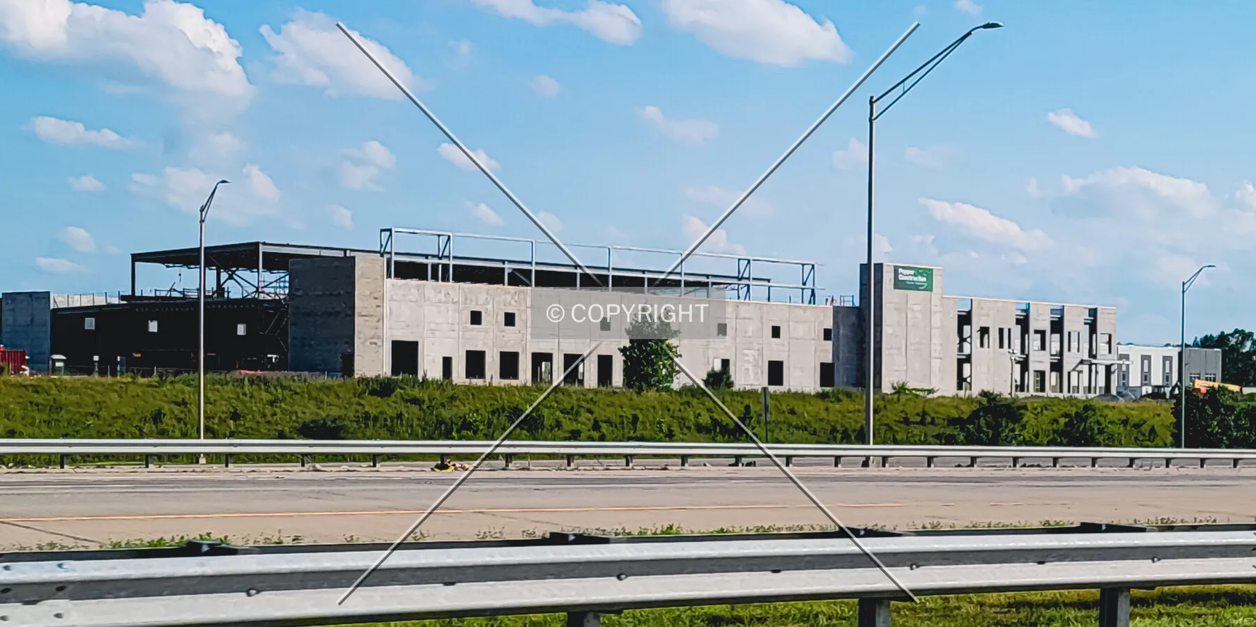 From the northeast during construction; June 26, 2021