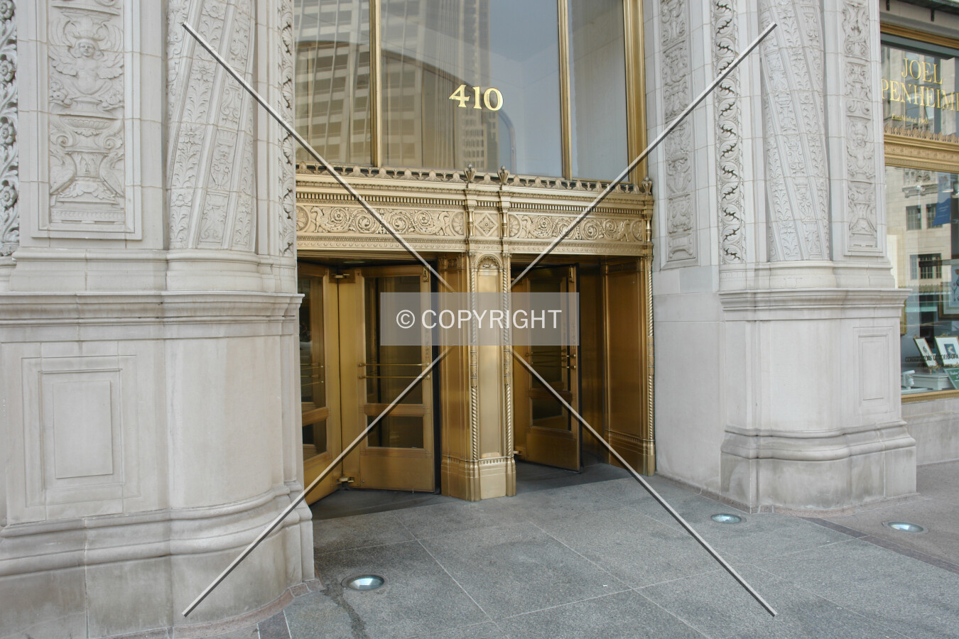 Historic entrance and facade at 410 North Michigan Avenue