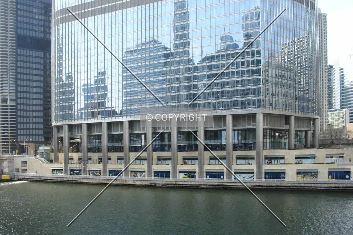 Base of Trump Tower at the river