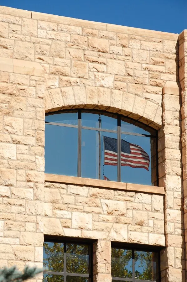 Flag reflected in the window
