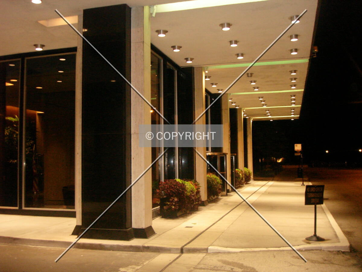 Entrance at night