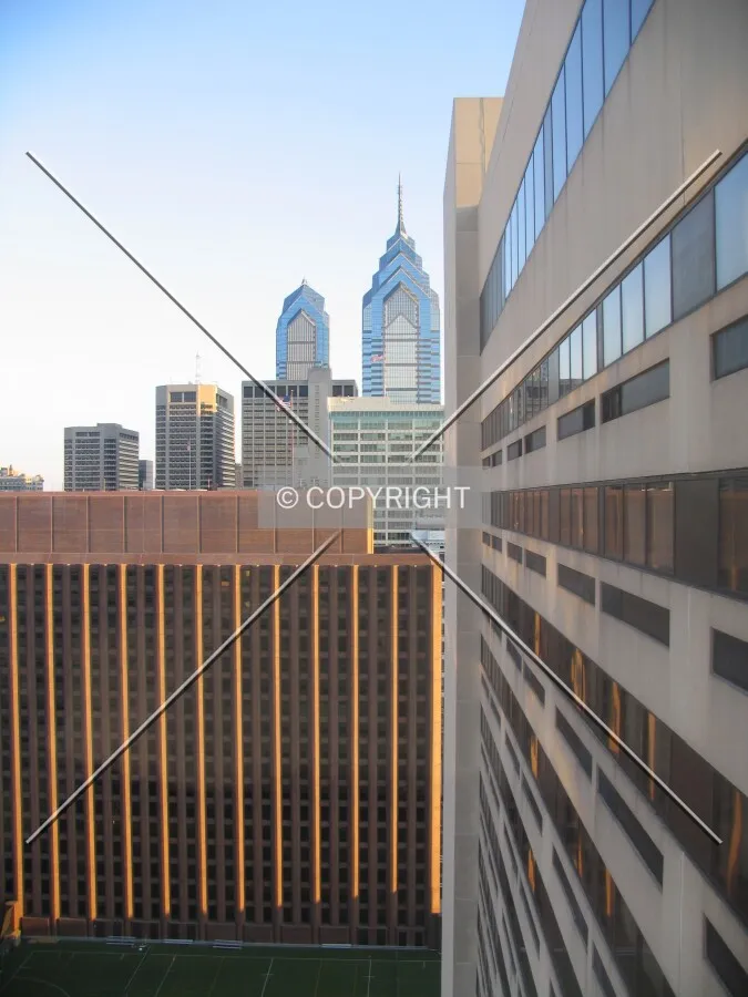 Eastern side from the 25th floor in front of a view of the central business district