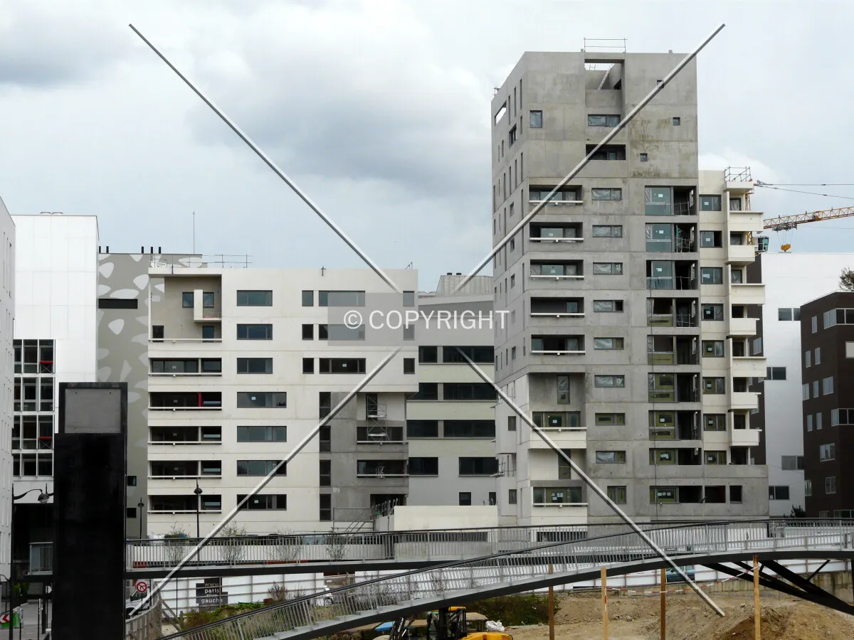 View from the north, with the second building of the complex M3E2 on the right