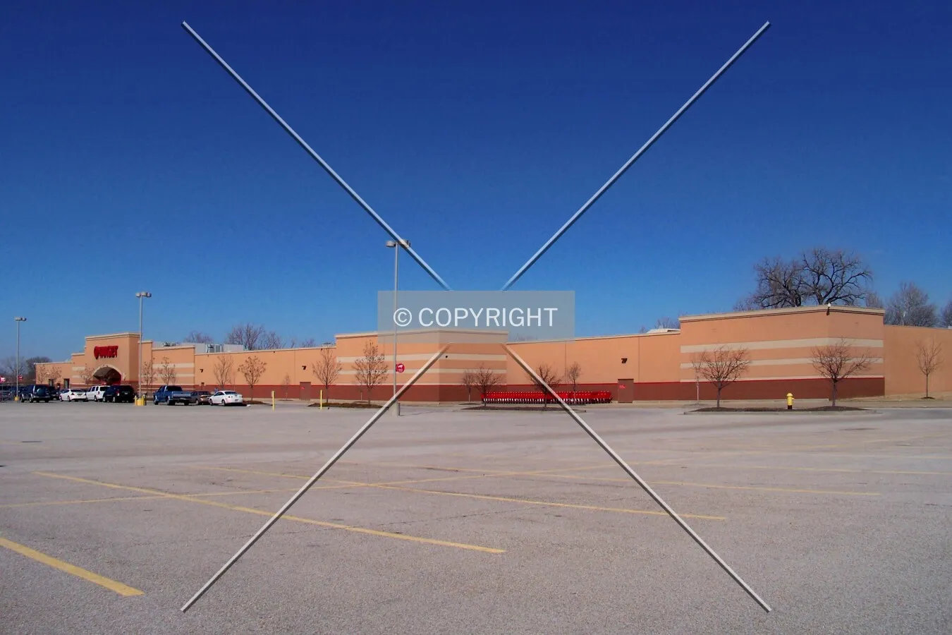 Full view from the southeast corner of the parking lot
