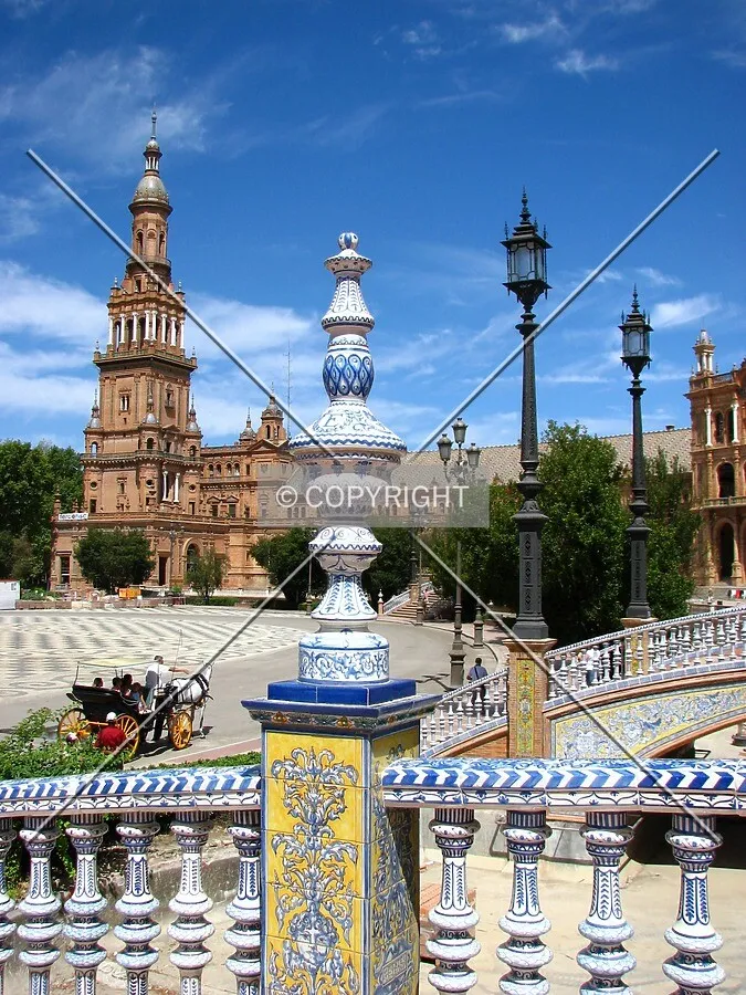 Ceramic decorations on a bridge of the complex