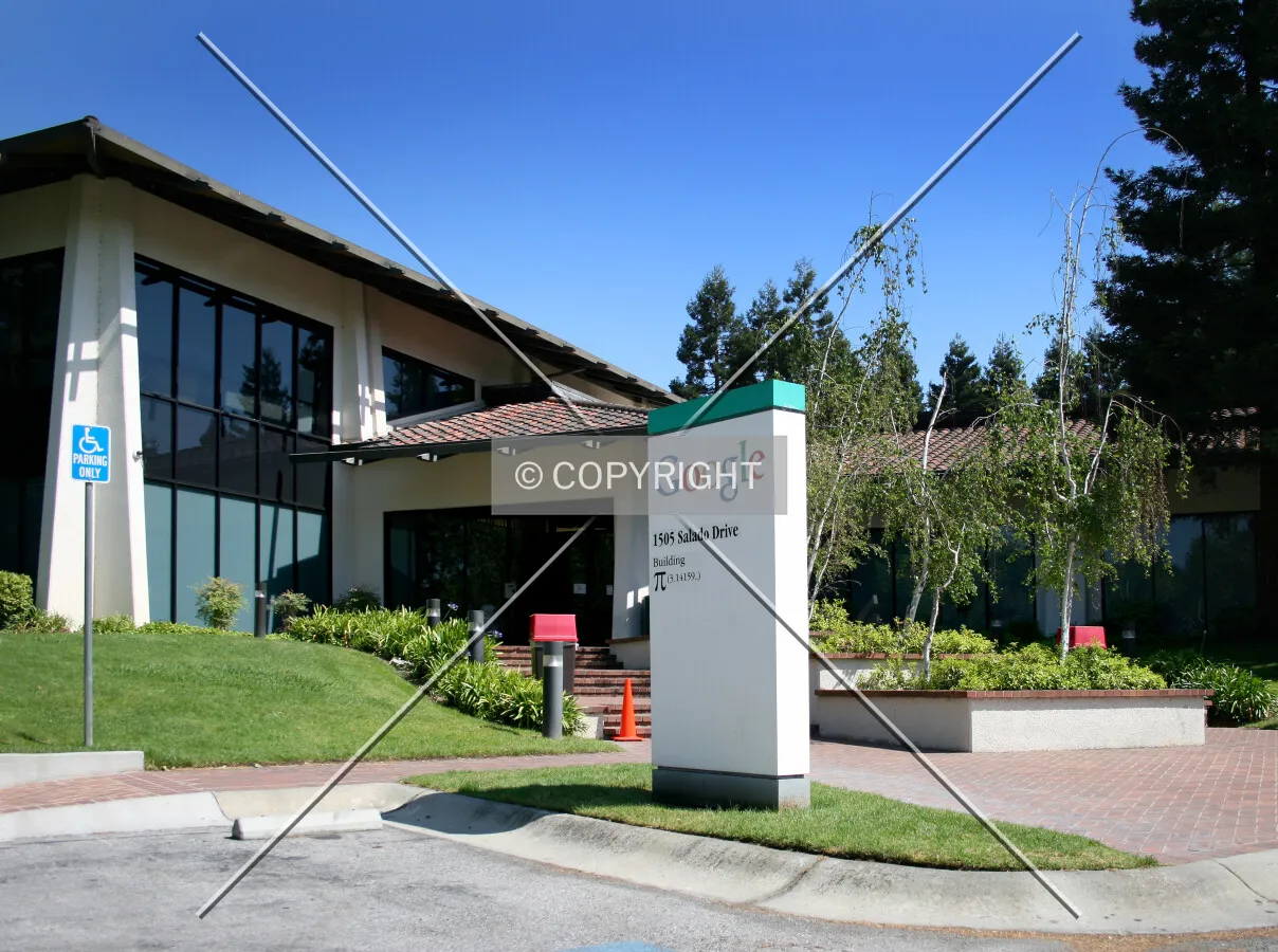 Building sign and entrance, west side