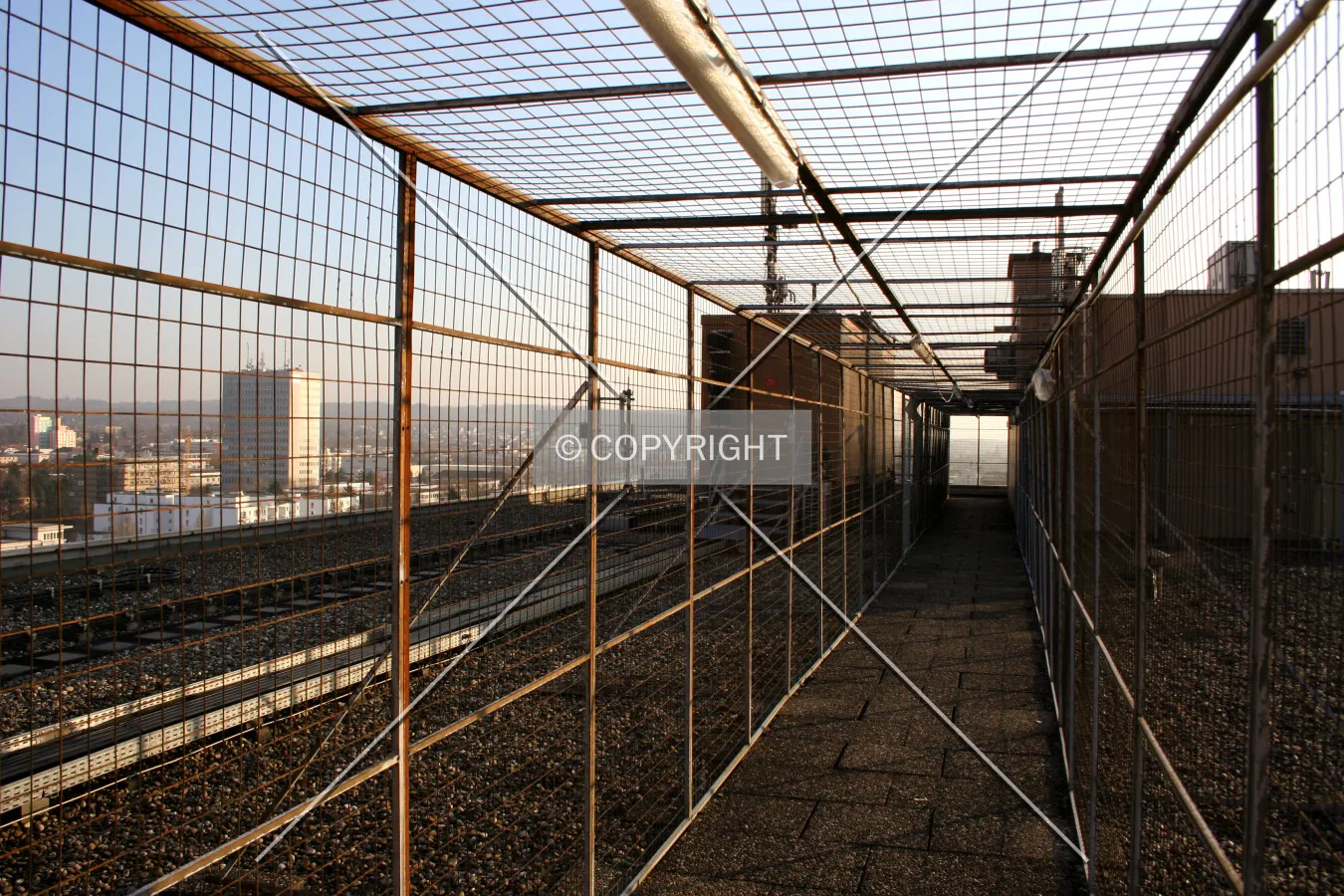 Screened walkway on the roof