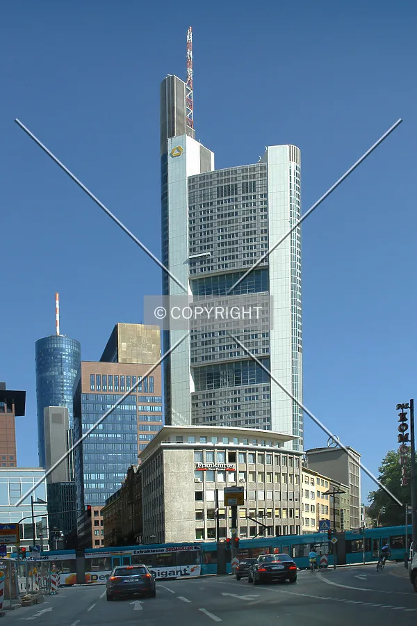 Commerzbank Tower and other skyscrapers in the banking district of Frankfurt