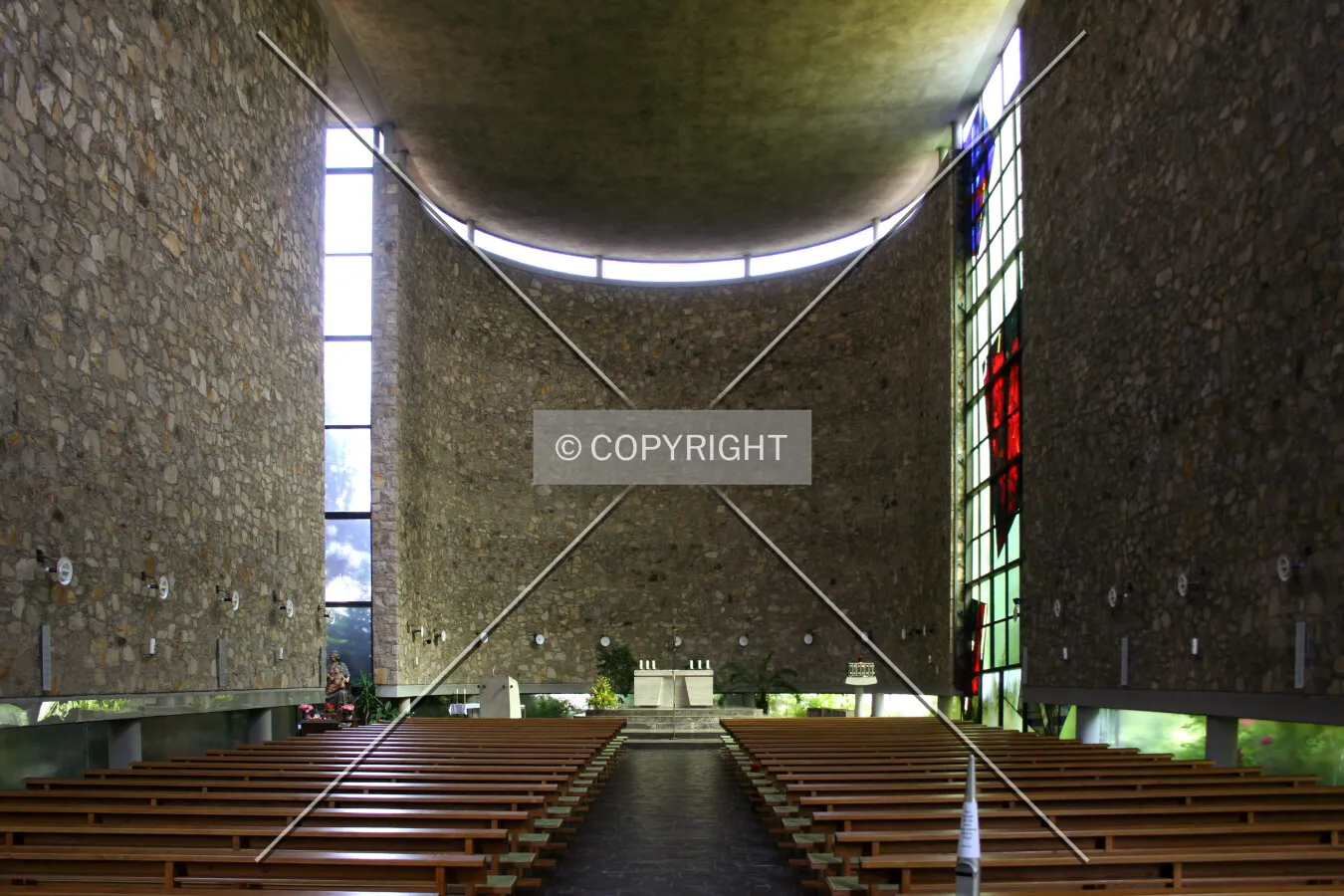Looking in from the main door