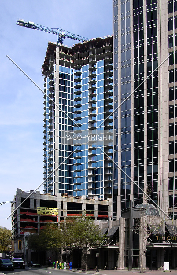 From the southeast rising behind 201 North Tryon