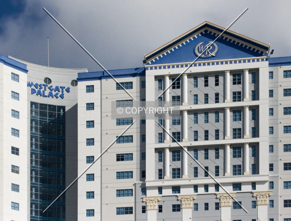 Building logo and top floors