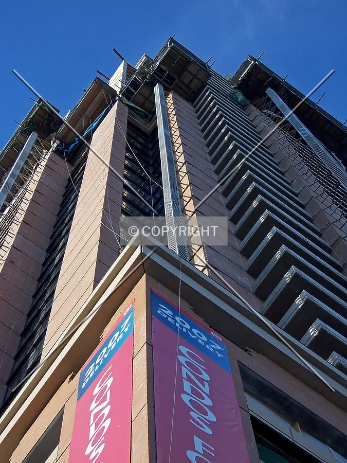 Looking up the southeast corner