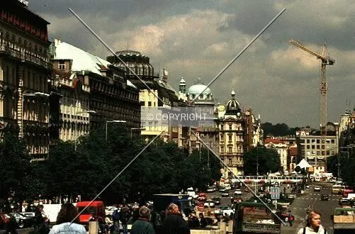 Wenceslas Square looking northwest toward Old Town