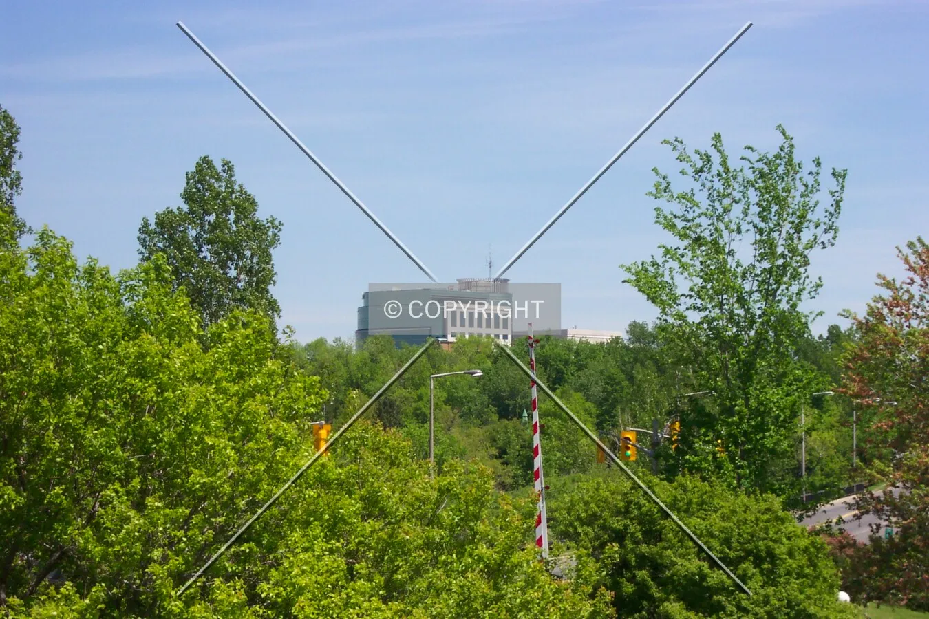 The top of the building, as seen from the Rideau Canoe Club at Hog's Back Park