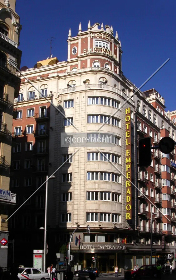 As seen from across Gran Vía