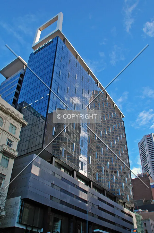 Looking up from Exhibition Street