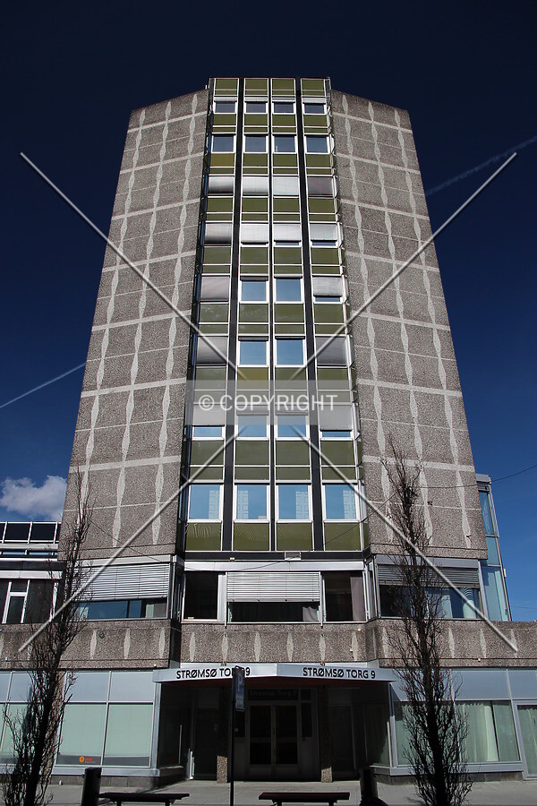 Looking up south facade